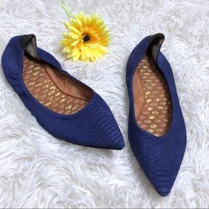 🌸Sam Edelman SZ 8.5 Blue Snakeskin Pointed Flats